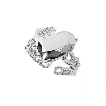 DAIIIBABYYY  -  Silver Color Broken Love Heart Rings For Women Girls Creative Design Fashion Temperament Sweet Anniversary Jewelry Gifts